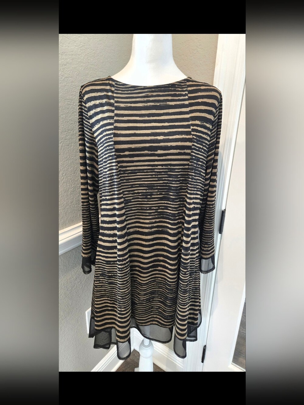 IC By Connie K striped Mesh Tunic
